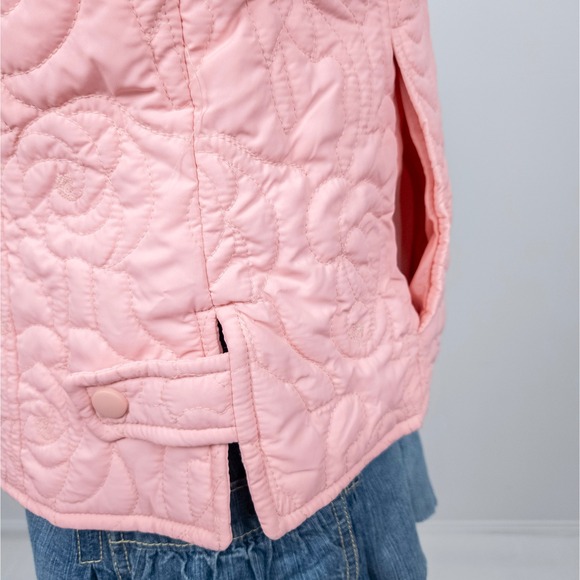 Pink Quilted Rose Stitch Jacket - Y2K Coquette Pastel Puff Outerwear - Picture 6 of 7